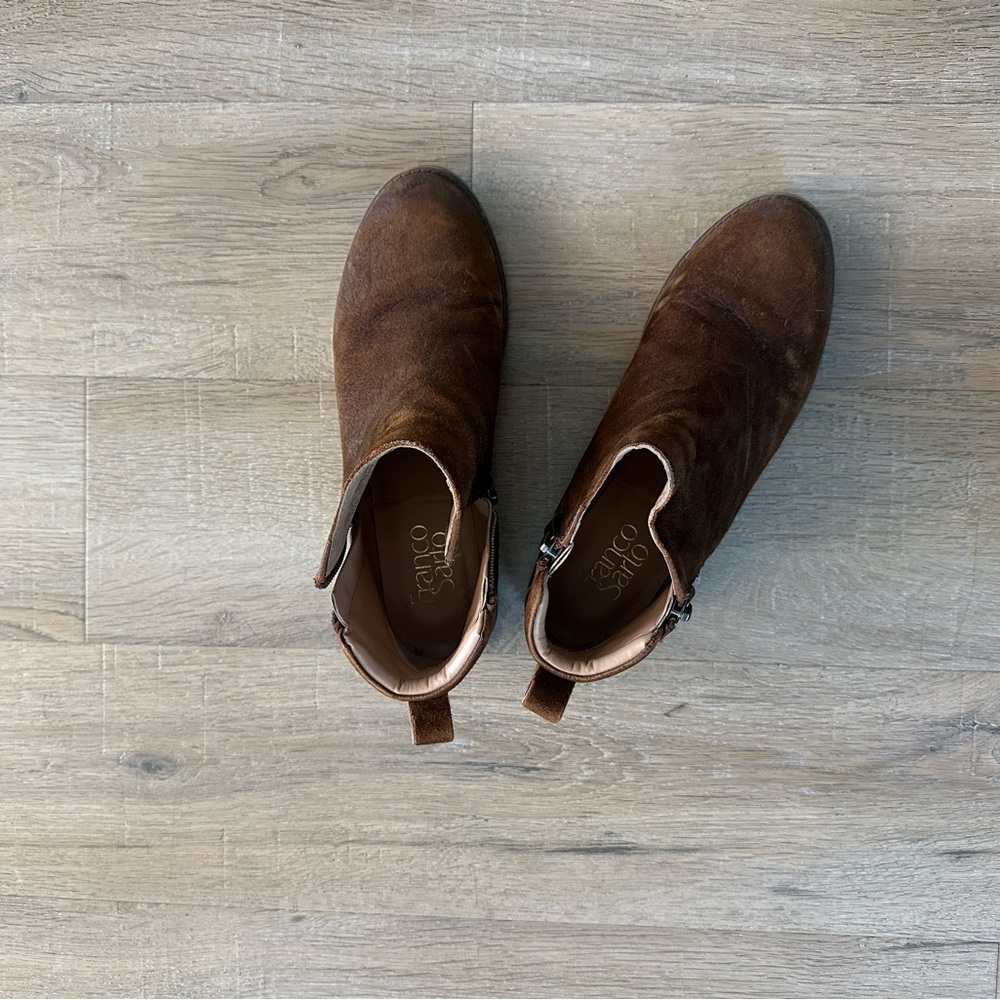 Franco Sarto Rich Brown Suede Booties